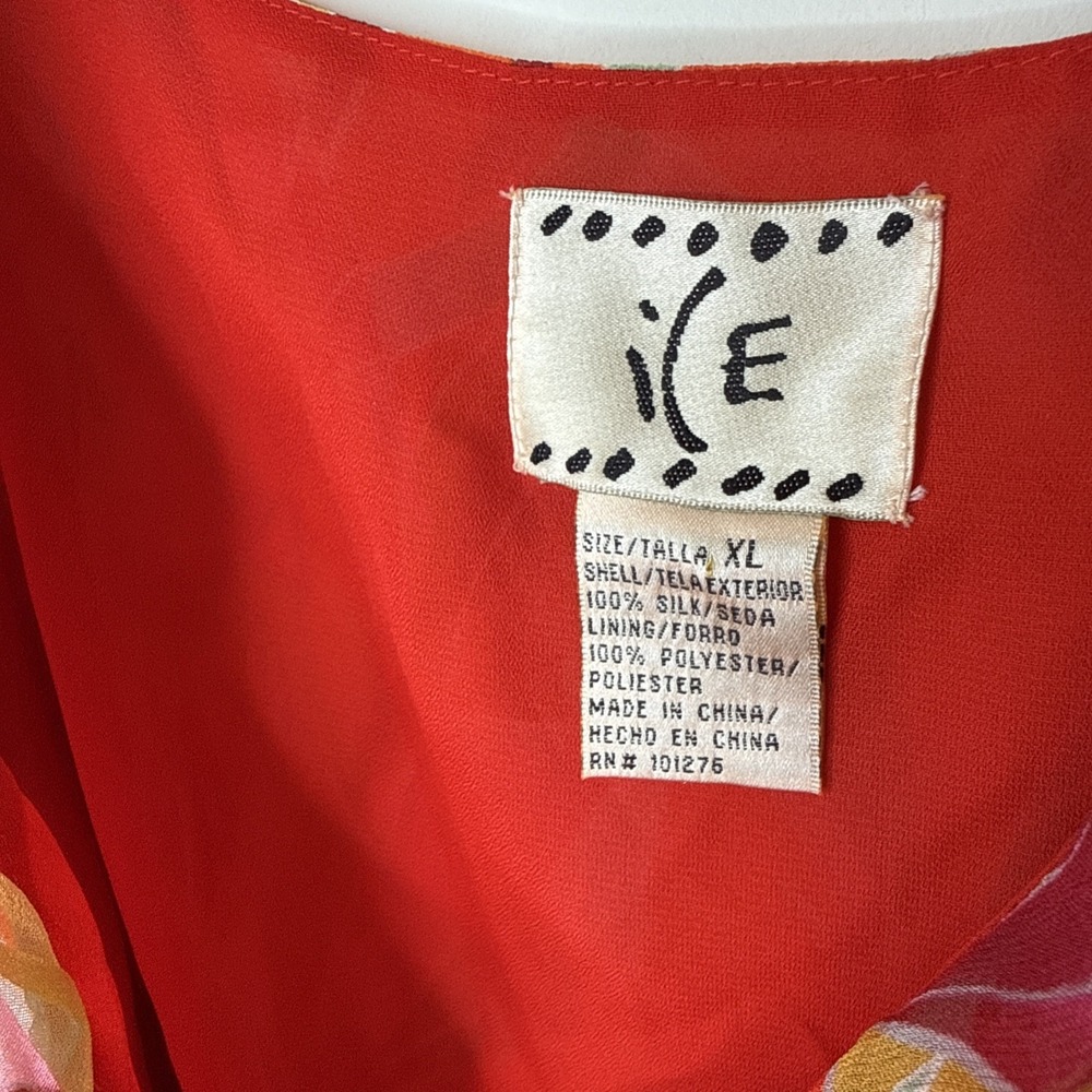 Y2K iCE 100% Silk Wrap Cami Tank Ruffle Colorful Feminine Dainty Preppy Art XL - Picture 3 of 8